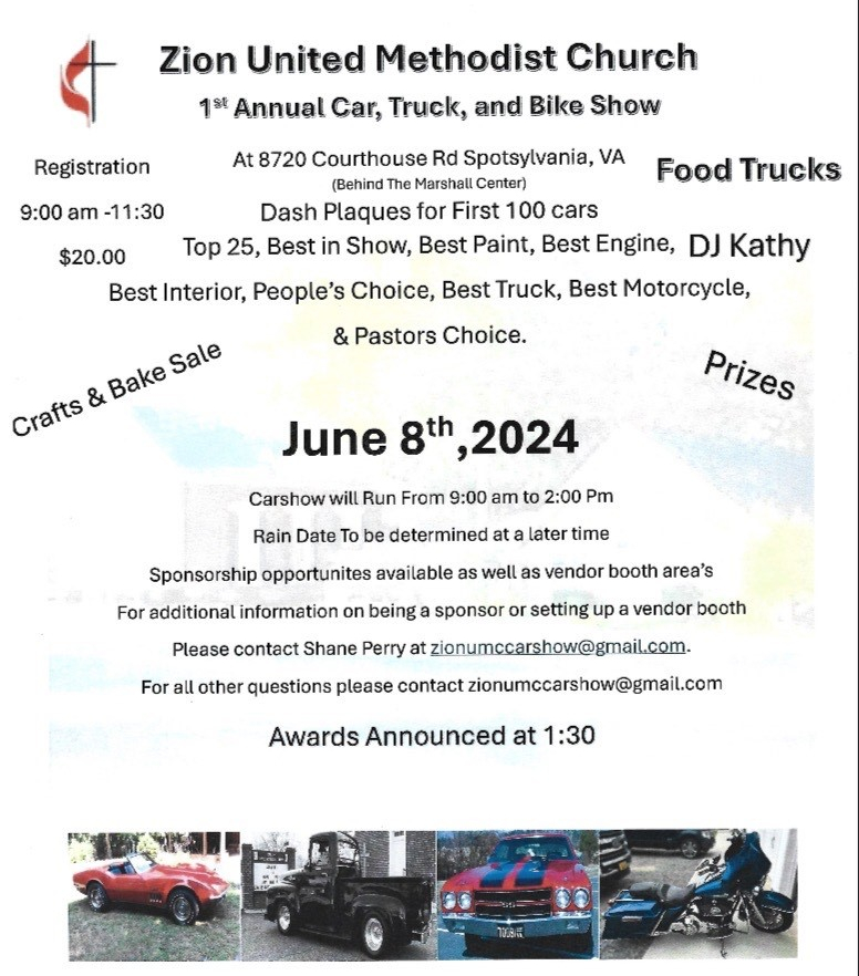 1st Annual Car, Truck, and Bike Show (Zion UMC, Spotsylvania) VAUMC